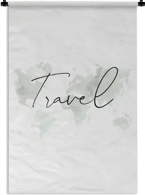 Produktbild von MuchoWow® Wandteppich Wandbehang Weltkarte - Aquarell - Minimalismus 90x135 cm Tapisserie Dekoration Wandtuch - Baumwolle - Wandskulptur