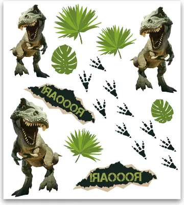 Produktbild von Kinder-Tattoos Tyrannosaurus - 2 Bogen pro Pack, hautfreundlich