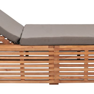 vidaXL Sonnenliege mit Dunkelgrauem Kissen Teak Massivholz