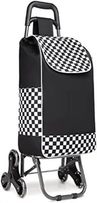 Produktbild von PolkaHome® Klappbarer Einkaufswagen – Leichtes Design mit 6 Rädern, 31 l, 40 kg Belastbarkeit, Schwarz