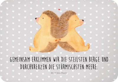 Produktbild von Mr. & Mrs. Panda magnet Igel händchenhaltend - Grau Pastell - Geschenk, zettelhalter, Verknallt, whiteboardmagnet, Pinnwandmagnet, Jahrestag, Freundin, haftmagnet, Liebe