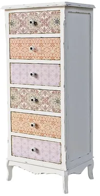 Produktbild von Casa Padrino Landhausstil Kommode Antik Weiß / Mehrfarbig 52 x 38 x H. 120 cm - Möbel im Shabby Chic Design