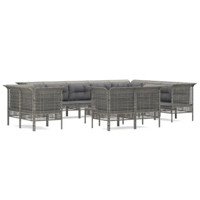 Obrázek produktu pro vidaXL 13dílná zahradní lounge souprava s polštáři Grey Poly Rattan
