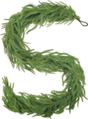 Produktbild von 1,8M Kš¹nstliche Tannengirlande Weihnachtsdeko, 100% PVC Norfolk Pine Girlande mit Echte Berš¹hrung Weihnachtsgirlande fš¹r Deko Weihnachten Treppen Tische Kamin Bannister Innen Outdoor