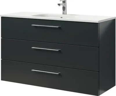 Produktbild von Pelipal Badmöbel-Set Sunline 121 BxHxT 121 x 50 x 46 cm Frontfarbe anthrazit mit Mineralguss-Waschtisch und Waschtischun