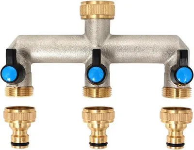 Obrázek produktu pro 3cestný rozdělovač vody pro 3 zařízení, nerezová ocel, 3/4palcový adaptér