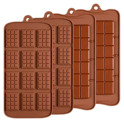 Obrázek produktu pro Formičky na čokoládu, sada 4 kusů, vhodné pro potraviny, nepřilnavé silikonové formy na proteinové a energetické tyčinky