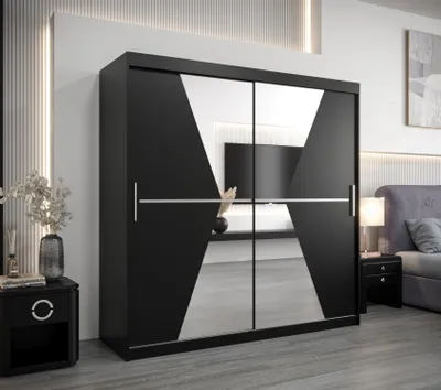 Produktbild von Kleiderschrank MILANA – Breite 200 cm, schwarz