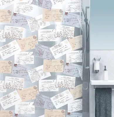 Produktbild von Spirella Duschvorhang Schrift, vers. Designs Farbe: Carta beige