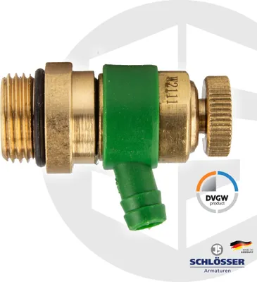 Produktbild von Schlösser Entleerungsventil 1831 mit O-Ring, Auslaufring grün 3/8" 0018311000001
