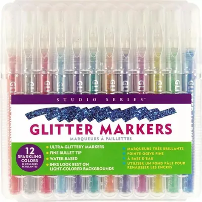 Immagine prodotto di Pennarelli glitterati, 12 colori - Peter Pauper Press