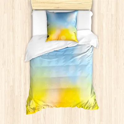 Produktbild von ABAKUHAUS Gelb und Blau Mantele, Herbst-Rahmen, Milbensicher Allergiker geeignet mit Kissenbezügen, 135 cm x 200 cm - 80 x 80 cm, Marigold Blassblau