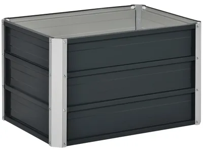 Image de Jardinier en bois - Jardinière - Acier - 66 x 47 x 40 cm - Gris foncé