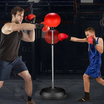 Produktbild von Boxsäcke, Punchingball, Boxsack mit Ständer,121-145 cm höhenverstellbar, Standboxsack mit Boxhandschuhe, Training set, Speedball, Standboxball