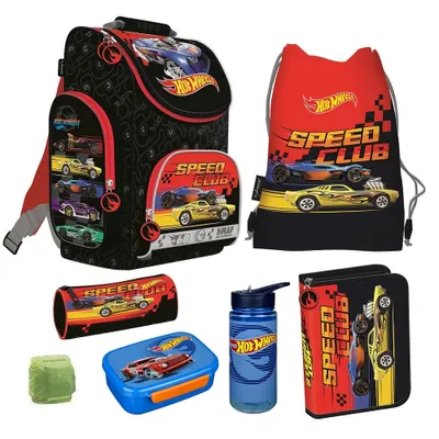 Produktbild von Hot Wheels Schulranzen Set 7tlg ergonomischer Tornister mit Federmappe Turnbeutel Dose und Flasche