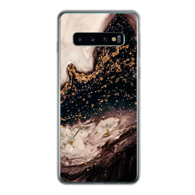 Produktbild von MuchoWow® Handyhülle Schutzhülle Hülle für Samsung Galaxy S10 Naturstein - Gold - Schwarz Silikon Softcase Handy Hülle - Handytasche