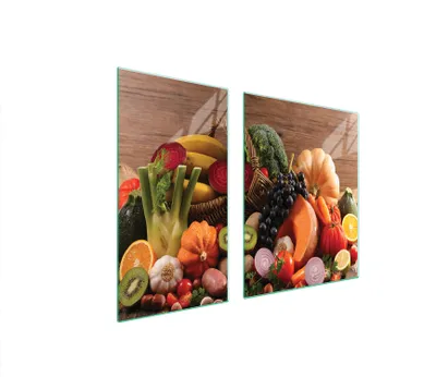Image de Plaques de recouvrement pour cuisinière 2 pièces 90x52 Couverture de plaque vitrocéramique Verre Planche à découper Légumes Bois