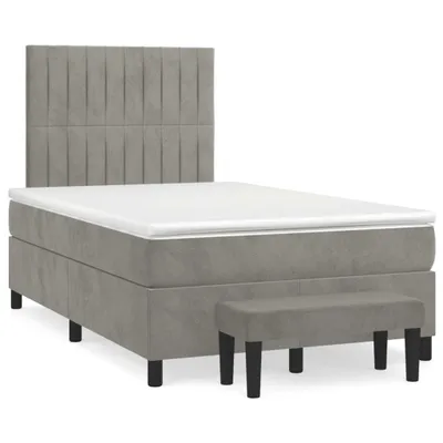 Imagen del producto de Cama con somier y colchón de la marca vidaXL, color gris claro, dimensiones 120x200 cm, tapizada en terciopelo