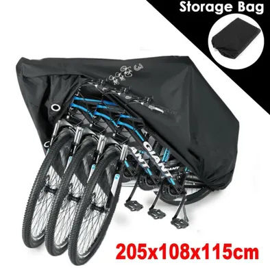 Image de Housse de protection pour vélos - Convient pour 2 à 3 vélos - Imperméable - Protection UV - Avec ouverture pour cadenas - Pour une utilisation en extérieur - Couleur : noir