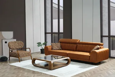 Produktbild von Komplette Couchgarnitur Viersitzer Sessel Braun Kunstleder JVmoebel