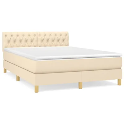 Produktbild von Boxspringbett mit Matratze Creme 140x200 cm Stoff
