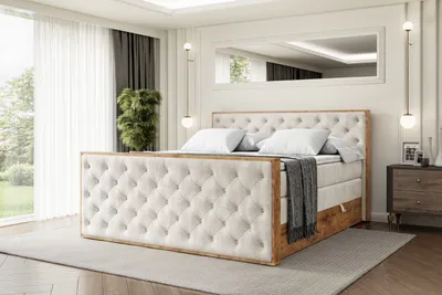 Produktbild von ALTDECOR Boxspringbett mit Matratze und Lattenrost, Topper, Fußteil,Polsterbett mit Bettkasten, Bett mit Stauraum H3- und H4- Matratze, Doppelbett -LOLLI3-Z KING-140x200 - Beige Casablanca