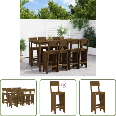 Produktbild von The Living Store 9-tlg. Gartenbar-Set Honigbraun Massivholz Kiefer