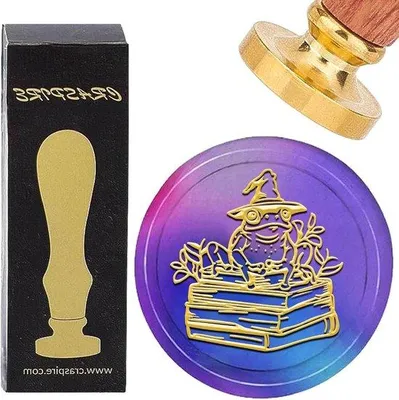 Immagine prodotto di Timbro in ottone da 25 mm per libri e buste con manico retrò - per regali di nozze e del Ringraziamento