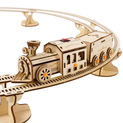 Image de Puzzle en bois 3D, modèle de train, kit de construction à assembler soi-même, 141 pièces, à partir de 14 ans