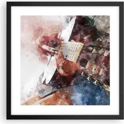 Produktbild von Gerahmtes Poster - Schwarzer Rahmen - Gitarre Musik - 40x40 cm - Wand Bild - Wanddeko - Wandbilder - Kunstposter - Wandposter - Bilderrahmen - Bilder - Kunstdruck - Wandbild - P2BAC40x40-4000