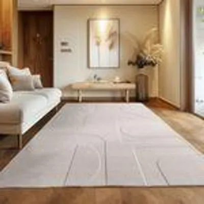 Produktbild von Skandinavischer Boho Teppich Wohnzimmer Einfarbig Beige und Creme Waschbarer Teppich, Größe: 120 x 170 cm, Farbe: Creme-4
