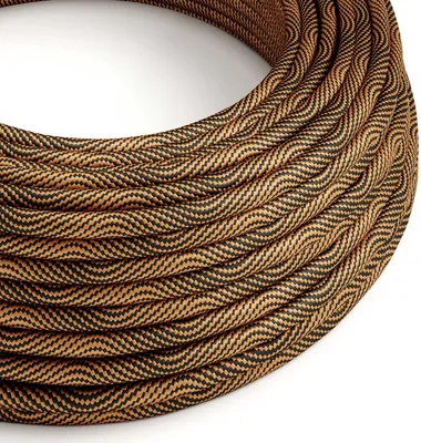 Immagine prodotto di Creative-Cables Cavo elettrico rivestito in tessuto, 2 x 0,75 mm², 10 m, Nero-Rame, ERM66, Rotondo, effetto seta