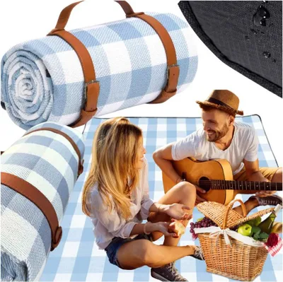 Obrázek produktu pro Nepromokavá zahradní pikniková deka 200x200 cm - modrá