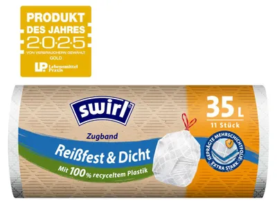 Zdjęcie produktu dla Worki na śmieci Swirl ze sznurkiem 35 litrów 11 sztuk 1 opakowanie