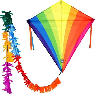 Produktbild von Wolkenstürmer Kinderdrachen Eddy Regenbogen (bunt), Einleinerdrachen mit Glasfasergestänge - flugfertig inkl. Schnur