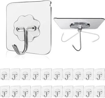 Produktbild von Selbstklebende Haken 15kg max transparent ölbeständig (20 Stück)