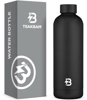 Obrázek produktu pro Sportovní láhev, 750 ml, nepropustná, kovová, s víčkem, vhodná pro nápoje s obsahem oxidu uhličitého, vhodná do myčky, do posilovny (černá)