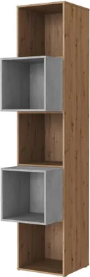 Produktbild von SMARTBett Standregal, Würfelregal  für Wohnzimmer, Kinderzimmer, Schlafzimmer und Büro |  Regal Wildeiche + 2 Würfel Beton