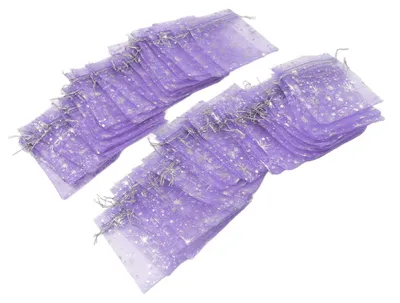 Produktbild von 50 Stück durchsichtige Netzbeutel mit Kordelzug, exquisites Sternmuster, transparente Geschenktüten für Hochzeit, Kirche