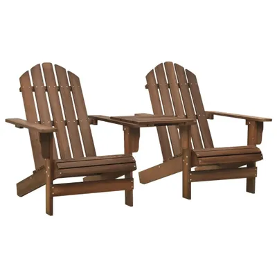 Produktbild von Möbel Adirondack-Gartenstühle mit Tisch Massivholz Tanne Braun - Gartensessel 310069