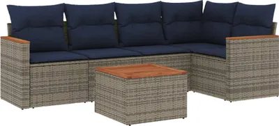 Image de vidaXL Ensemble de 6 canapés de jardin avec coussins, gris, polyrattan