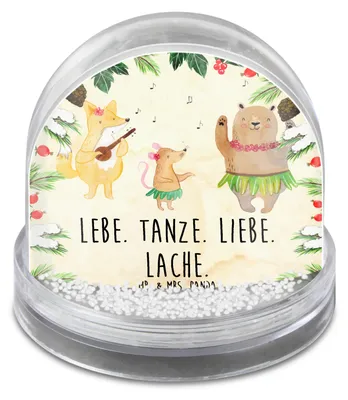 Produktbild von Mr. & Mrs. Panda Weihnachts Schneekugel Waldtiere Aloha - Naturpapier - Geschenk, Musik, Igel, Bär, dekoartikel, Tanzen, schnee kugel, Weihnachten, glitzerkugel, Hase