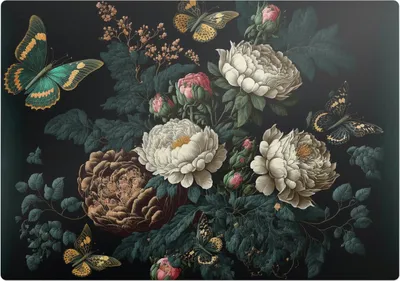 Produktbild von Blumen und Schmetterlinge – Bodenschutzmatte – Stuhlunterlage 100x70 cm – Rutschfest – Hartbodenmatte