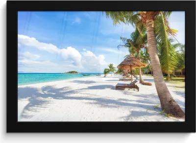 Produktbild von MuchoWow® MuchoWow® Gerahmtes Poster Strand - Meer - Palmen 30x20 cm - Poster mit zchwarzem Bilderrahmen - Kunstdruck - Bild-Poster