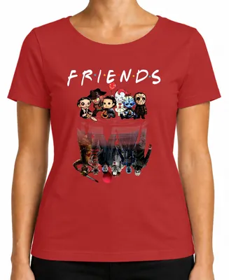 Obrázok produktu pre FRIENDS Horror Ikonen Pennywise Michael Jason Freddy Pinhead Damen T-Shirt, Rot, XL