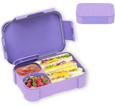 Produktbild von Brotdose Kinder mit Fächern 900ml Auslaufsicher Bento-Box Lila Mikrowelle/spülmaschinenfest