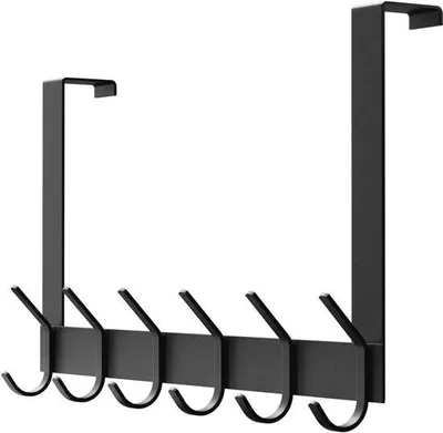 Produktbild von Famanu Türhaken Schwarz - Edelstahl Garderobe mit 12 Haken für Jacken, Handtücher und mehr
