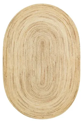 Image de Tapis en jute crème 120 x 180 cm - tissage plat sans poils - tissé à la main