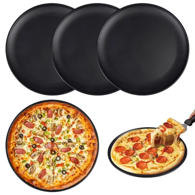 Immagine prodotto di Set di 4 teglie per pizza nere, da 26 cm, con rivestimento antiaderente