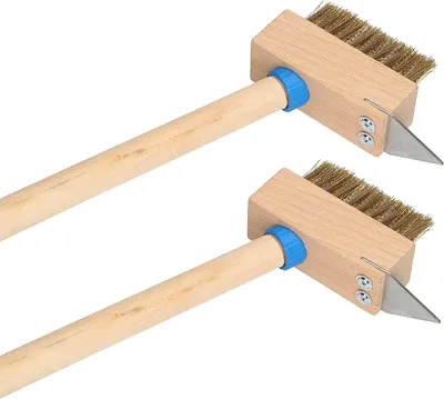 Immagine prodotto di KOTARBAU® Set di 2 spazzole per giunti 40 mm con setole d'acciaio Spazzola per erbacce Spazzola in acciaio per la pulizia dei giunti Raschietto per giunti con setole d'acciaio per pavimentazione con manico 120 cm